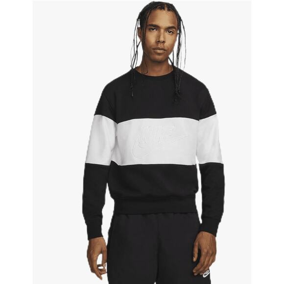 (S) NWT $70 Nike Club Men's French Terry Color-Blocked Crew Size Small - Picture 1 of 6